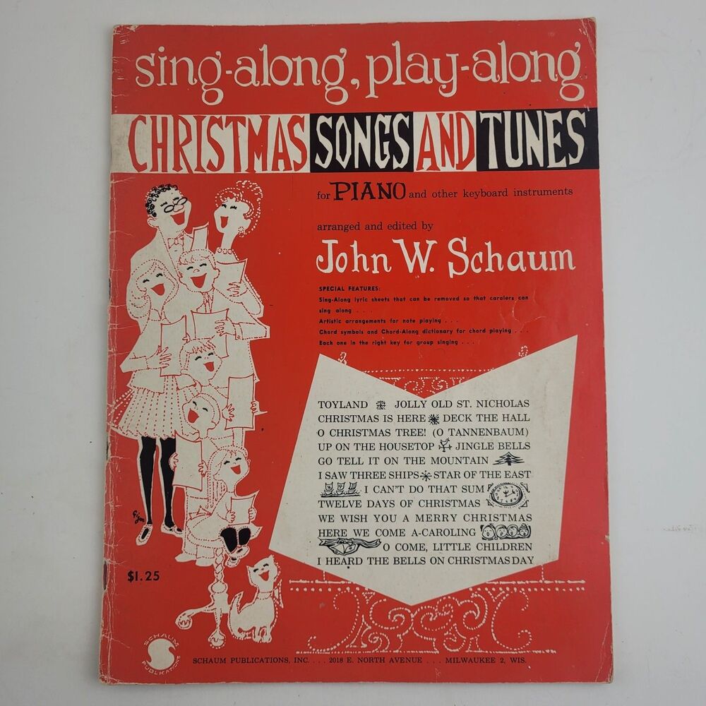 Sing Along Play Along Christmas Songs And Tunes Piano John Schaum 1959 #SM3